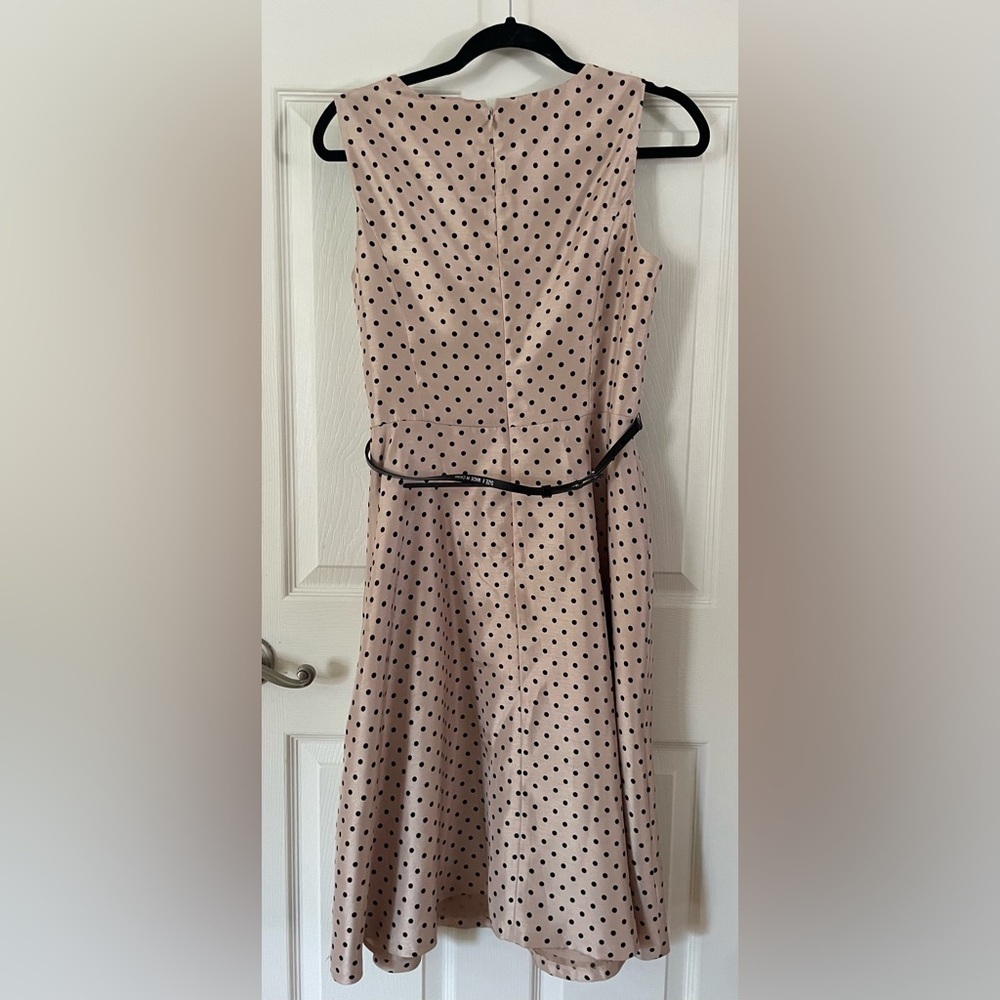 Vintage Kasper Strapless Dress in Cream with Black Polka Dots - Picture 2 of 7